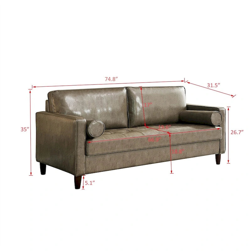 Mid-Century Modern Kunstleder Zweisitzer-Sofa mit Stauraum