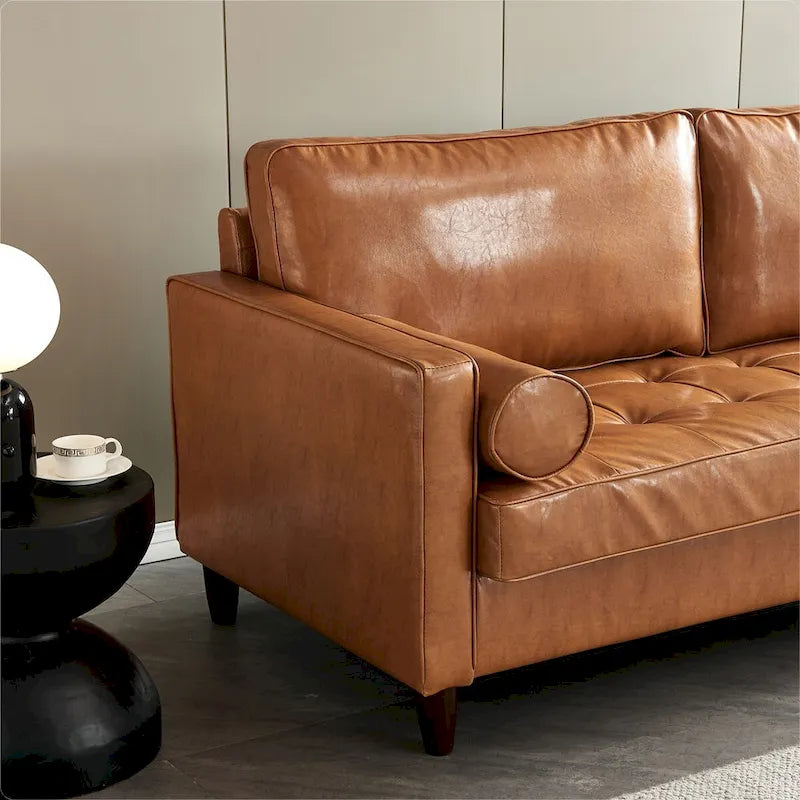 Mid-Century Modern Kunstleder Zweisitzer-Sofa mit Stauraum
