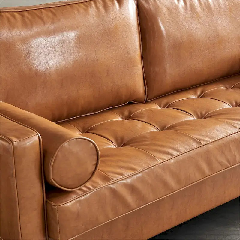 Mid-Century Modern Kunstleder Zweisitzer-Sofa mit Stauraum