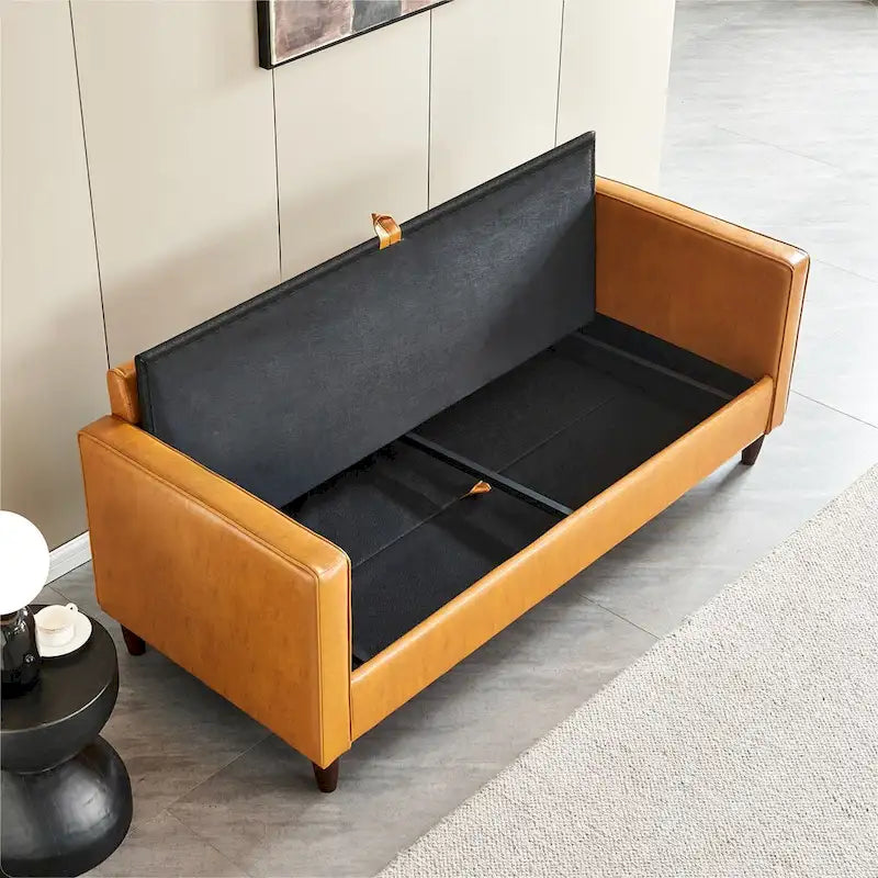 Mid-Century Modern Kunstleder Zweisitzer-Sofa mit Stauraum