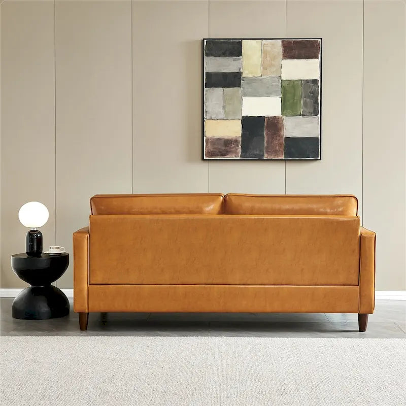 Mid-Century Modern Kunstleder Zweisitzer-Sofa mit Stauraum