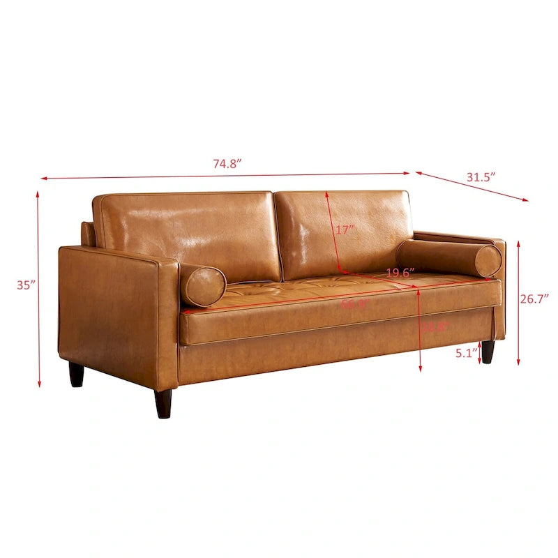 Mid-Century Modern Kunstleder Zweisitzer-Sofa mit Stauraum