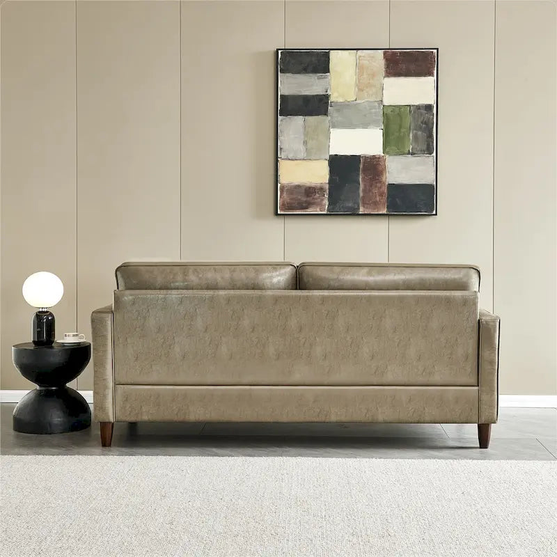 Mid-Century Modern Kunstleder Zweisitzer-Sofa mit Stauraum