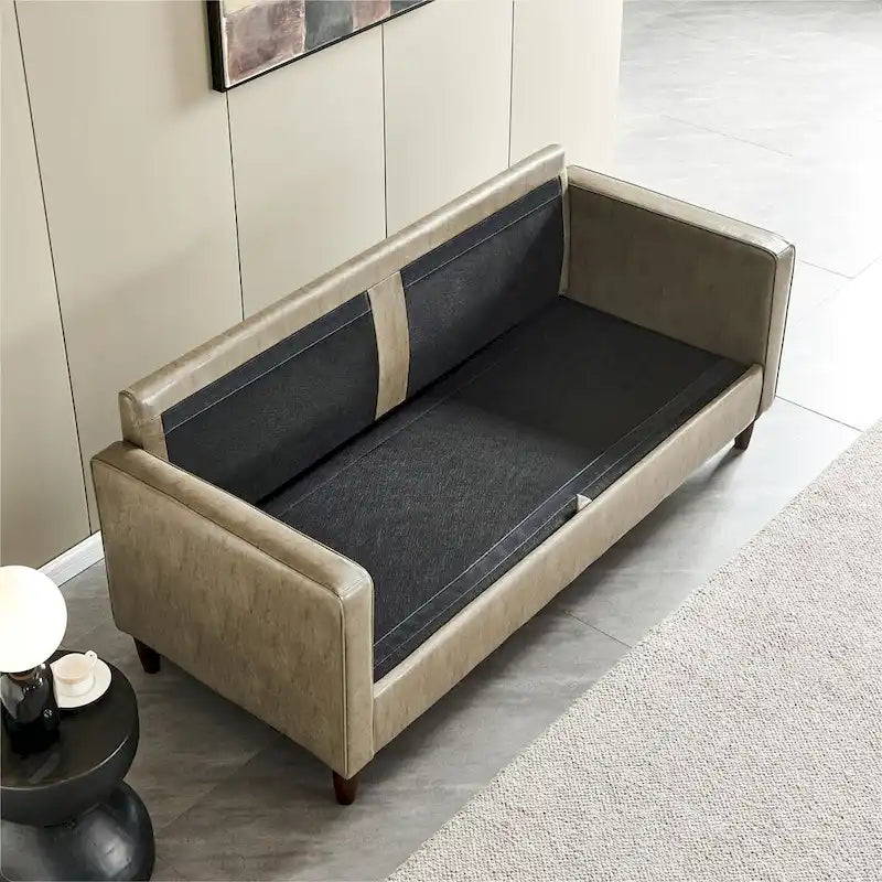 Mid-Century Modern Kunstleder Zweisitzer-Sofa mit Stauraum