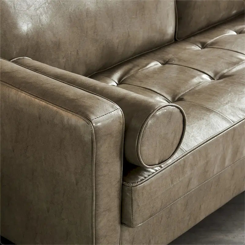 Mid-Century Modern Kunstleder Zweisitzer-Sofa mit Stauraum