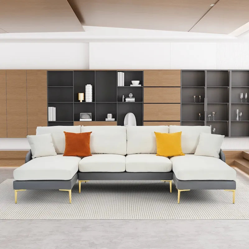 U-förmiges 4-Sitzer Ecksofa mit doppelter Recamiere