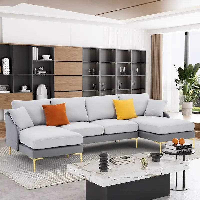 U-förmiges 4-Sitzer Ecksofa mit doppelter Recamiere