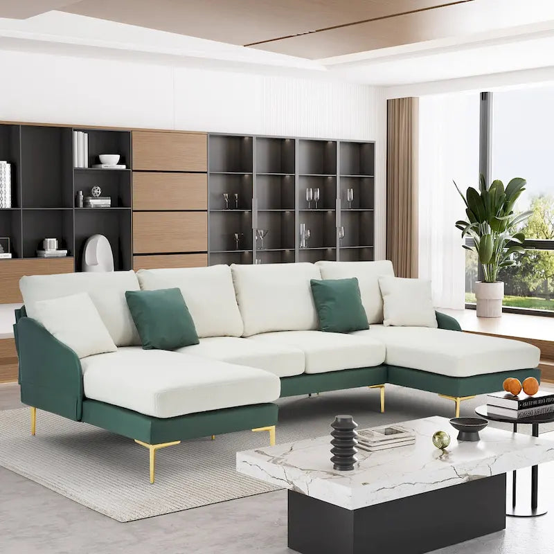 U-förmiges 4-Sitzer Ecksofa mit doppelter Recamiere