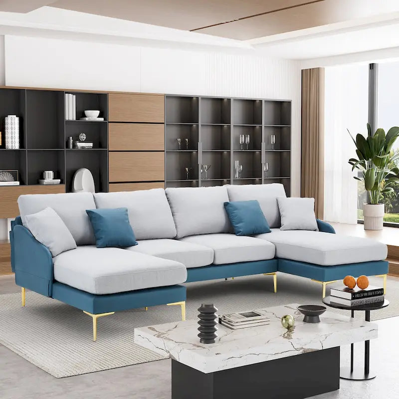 U-förmiges 4-Sitzer Ecksofa mit doppelter Recamiere