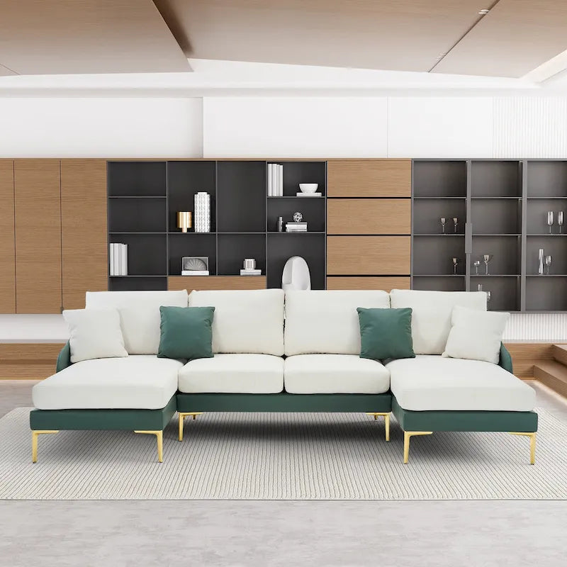 U-förmiges 4-Sitzer Ecksofa mit doppelter Recamiere
