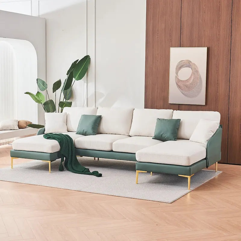 U-förmiges 4-Sitzer Ecksofa mit doppelter Recamiere
