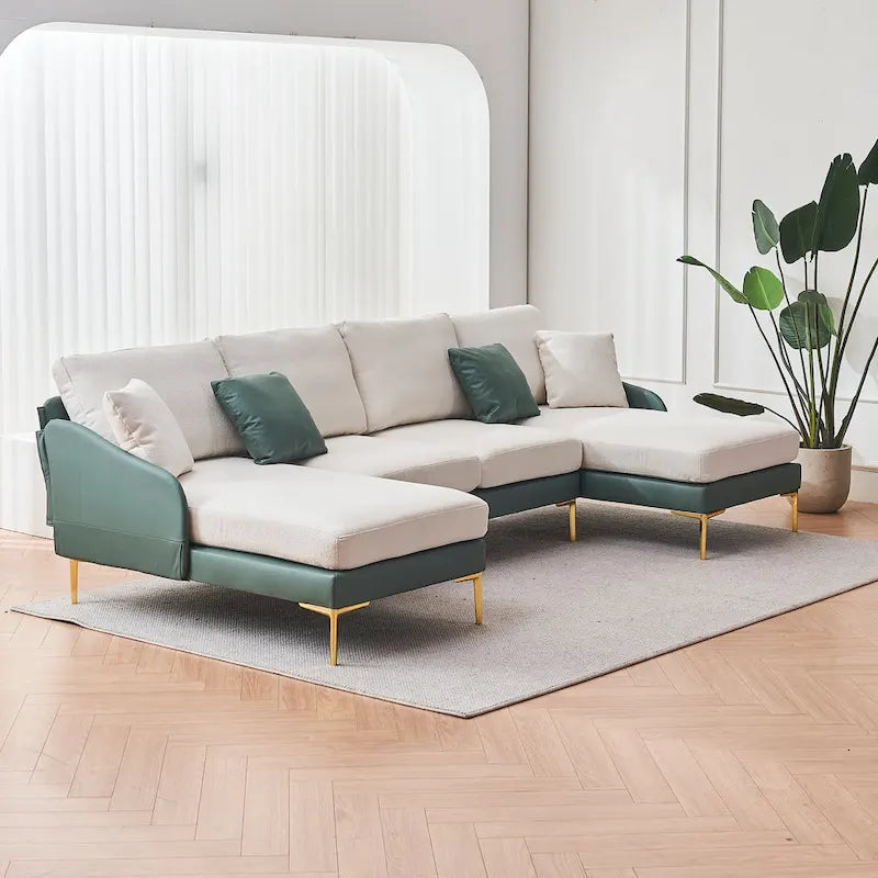 U-förmiges 4-Sitzer Ecksofa mit doppelter Recamiere