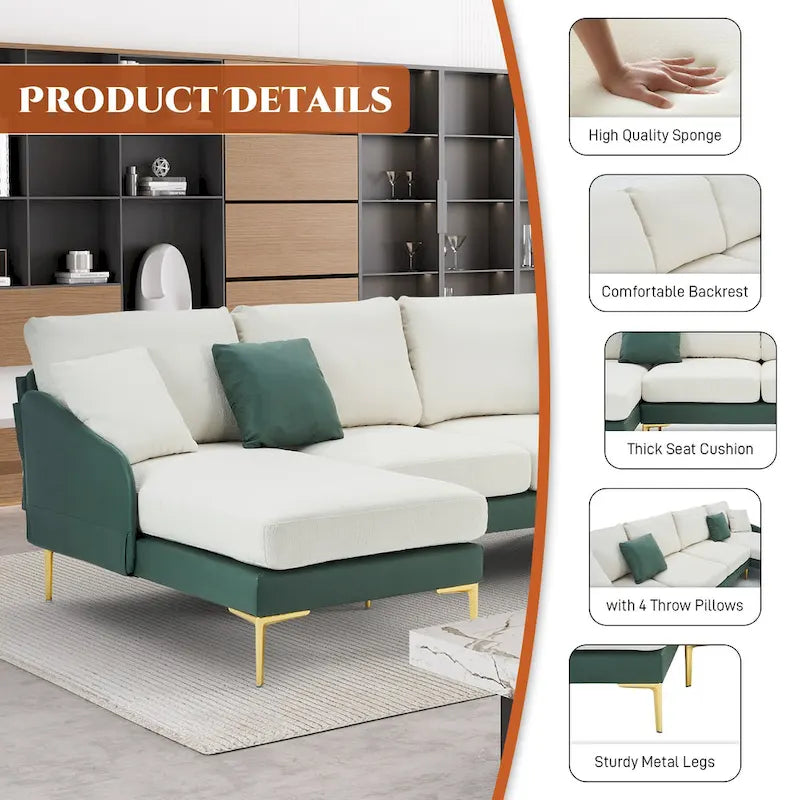 U-förmiges 4-Sitzer Ecksofa mit doppelter Recamiere