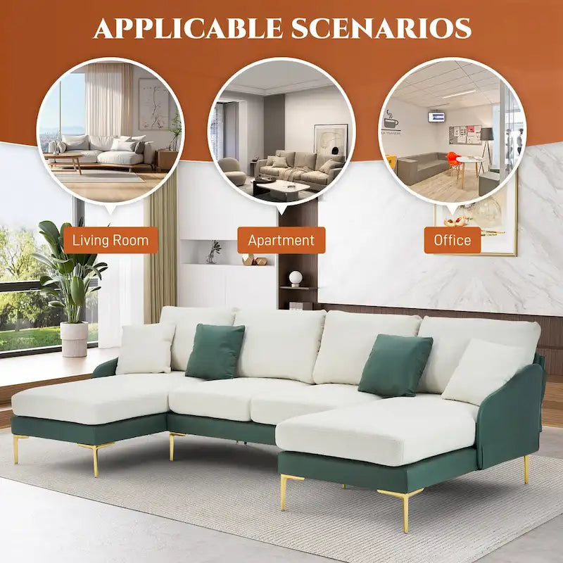 U-förmiges 4-Sitzer Ecksofa mit doppelter Recamiere