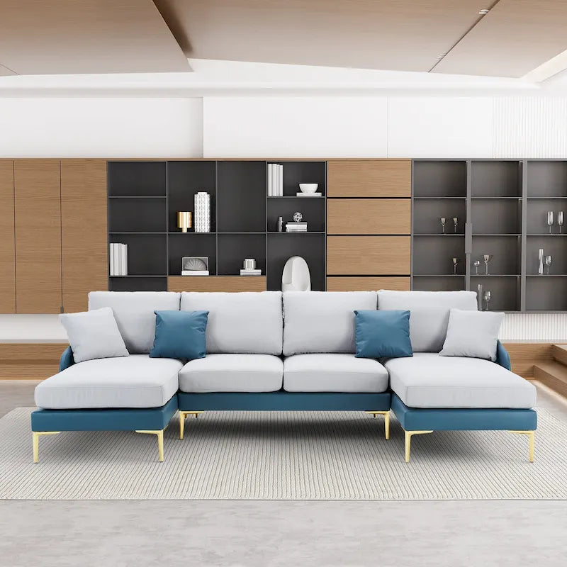 U-förmiges 4-Sitzer Ecksofa mit doppelter Recamiere