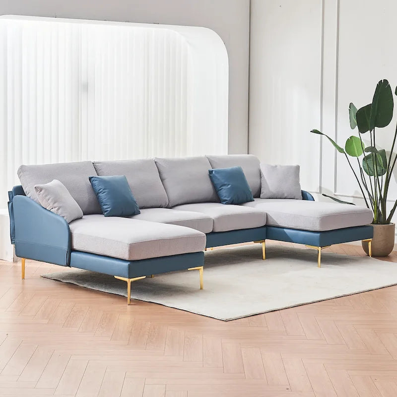 U-förmiges 4-Sitzer Ecksofa mit doppelter Recamiere