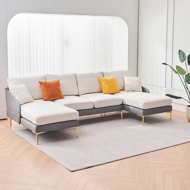 U-förmiges 4-Sitzer Ecksofa mit doppelter Recamiere