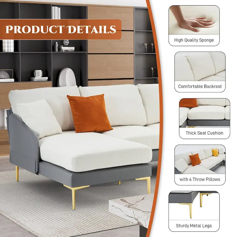 U-förmiges 4-Sitzer Ecksofa mit doppelter Recamiere