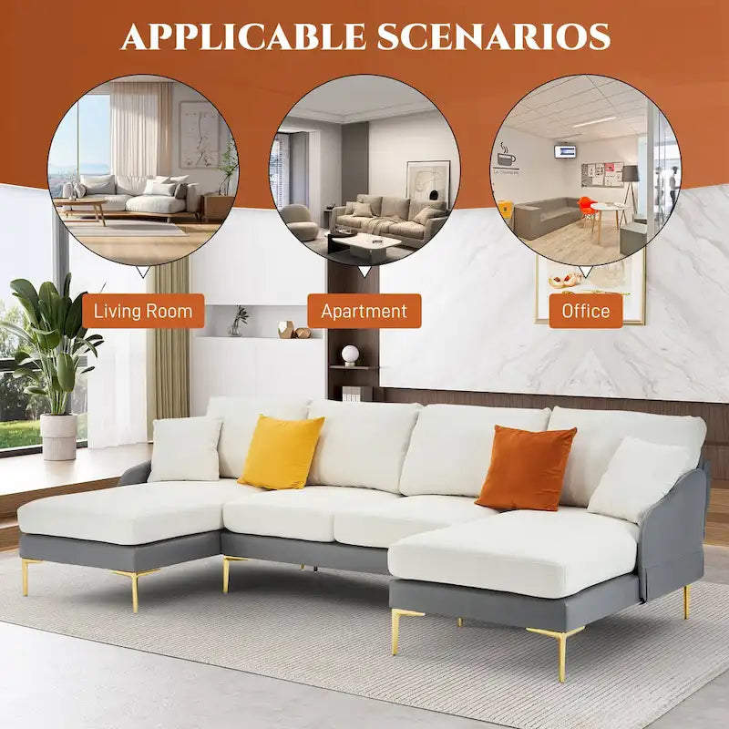 U-förmiges 4-Sitzer Ecksofa mit doppelter Recamiere