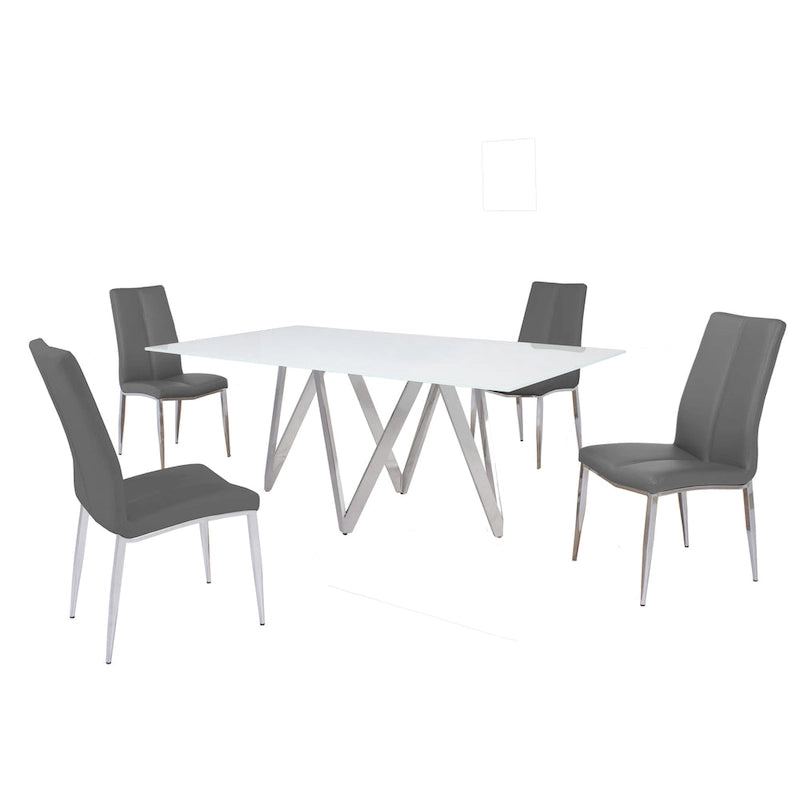 Weißes Glas-Essgruppe, 5-teilig