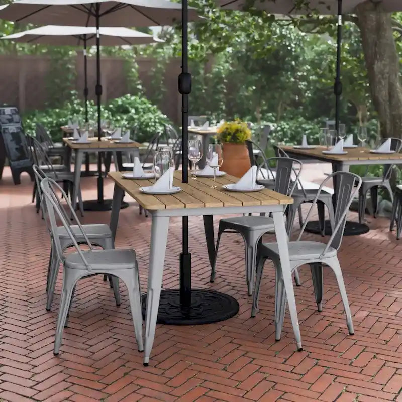 30x60 Kommerzieller Polyharz-Restauranttisch mit Schirmloch – 30B x 60T x 30H