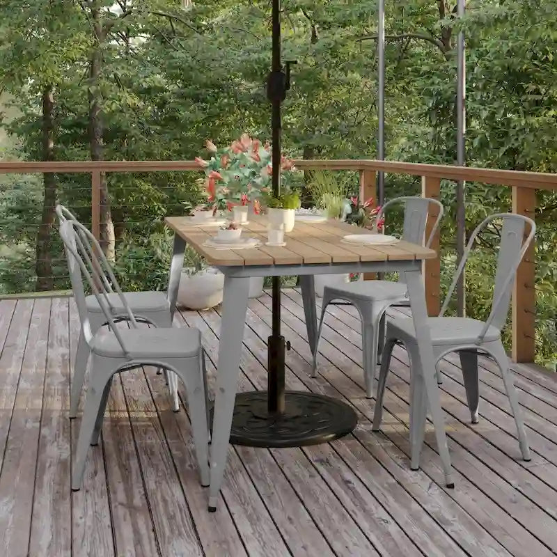 30x60 Kommerzieller Polyharz-Restauranttisch mit Schirmloch – 30B x 60T x 30H