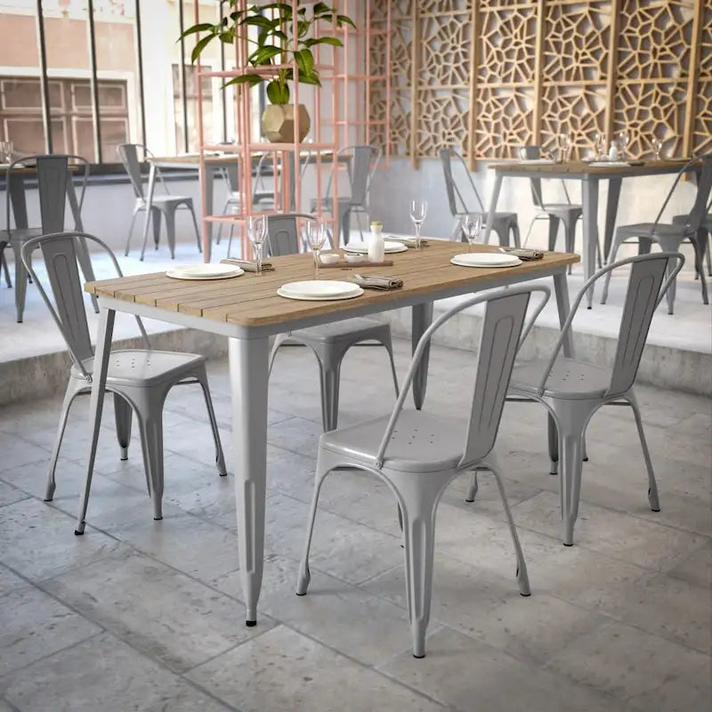 30x60 Kommerzieller Polyharz-Restauranttisch mit Schirmloch – 30B x 60T x 30H