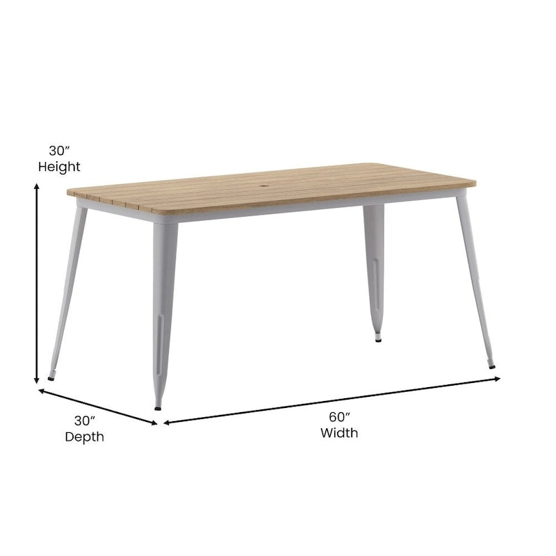 30x60 Kommerzieller Polyharz-Restauranttisch mit Schirmloch – 30B x 60T x 30H