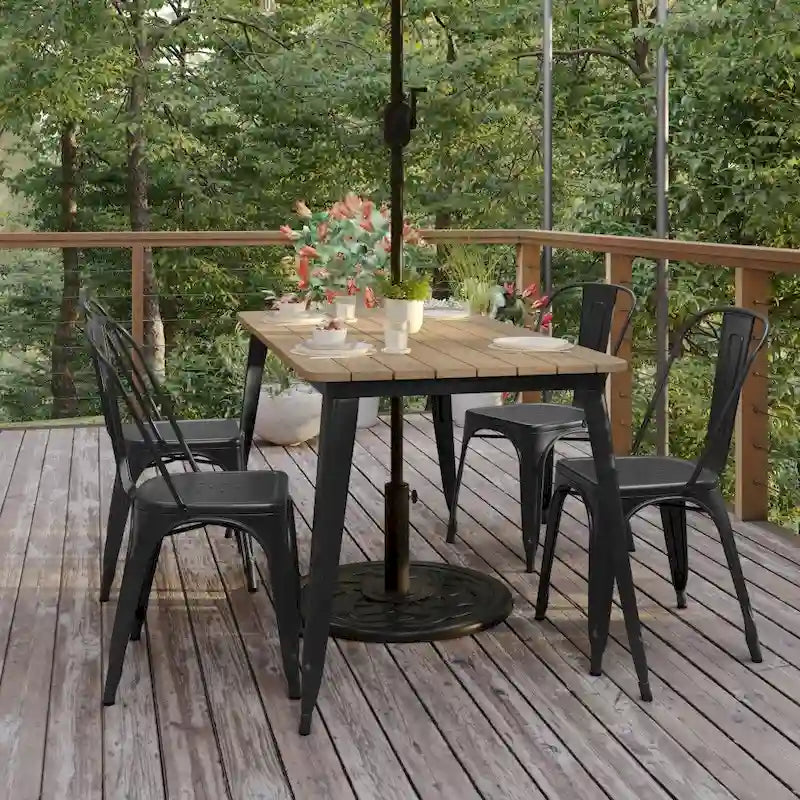 30x60 Kommerzieller Polyharz-Restauranttisch mit Schirmloch – 30B x 60T x 30H