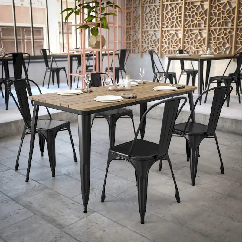 30x60 Kommerzieller Polyharz-Restauranttisch mit Schirmloch – 30B x 60T x 30H