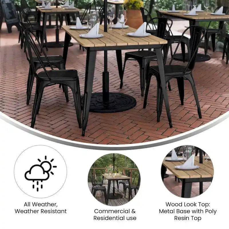 30x60 Kommerzieller Polyharz-Restauranttisch mit Schirmloch – 30B x 60T x 30H