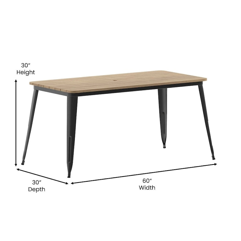 30x60 Kommerzieller Polyharz-Restauranttisch mit Schirmloch – 30B x 60T x 30H
