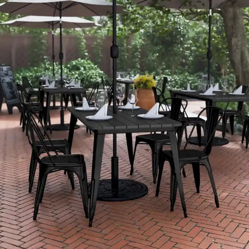 30x60 Kommerzieller Polyharz-Restauranttisch mit Schirmloch – 30B x 60T x 30H