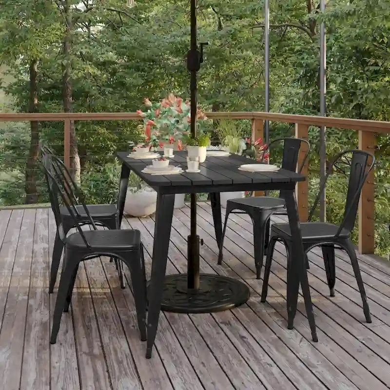 30x60 Kommerzieller Polyharz-Restauranttisch mit Schirmloch – 30B x 60T x 30H