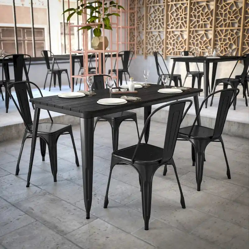 30x60 Kommerzieller Polyharz-Restauranttisch mit Schirmloch – 30B x 60T x 30H
