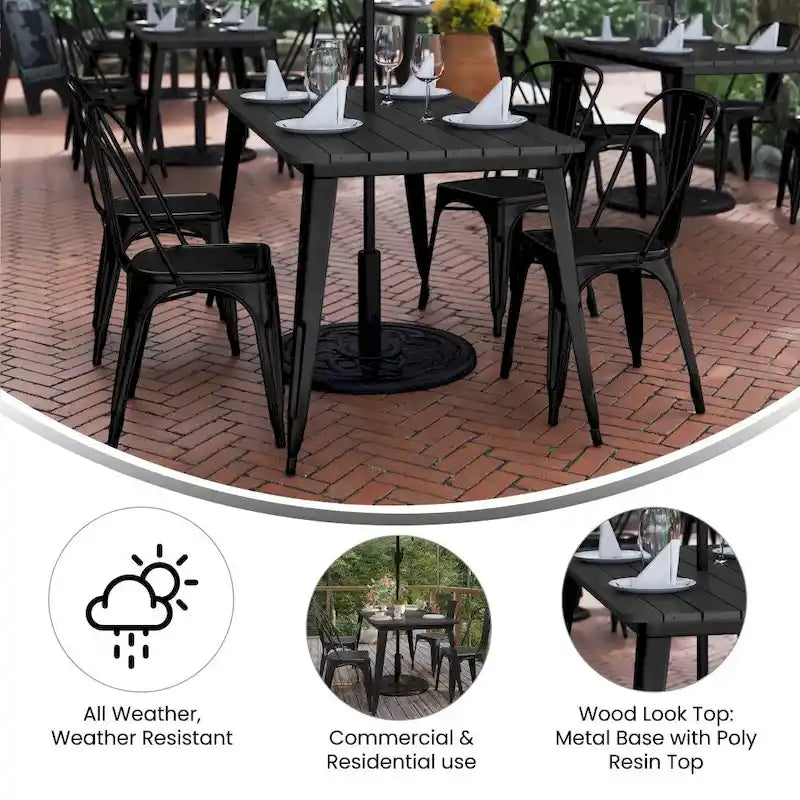 30x60 Kommerzieller Polyharz-Restauranttisch mit Schirmloch – 30B x 60T x 30H