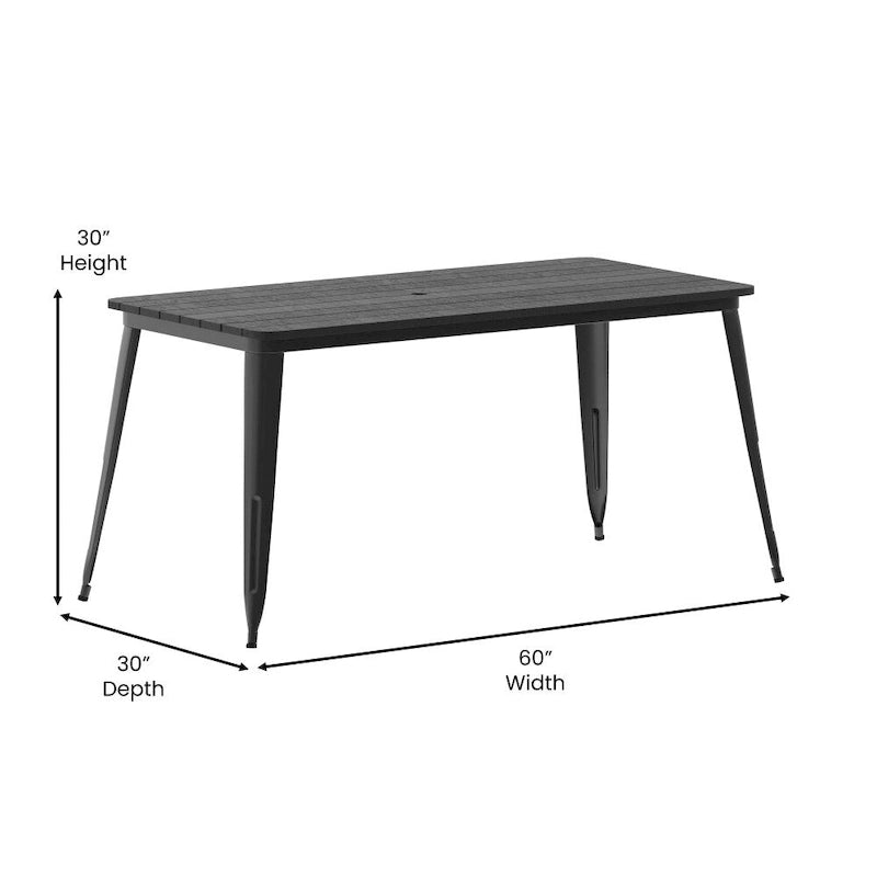 30x60 Kommerzieller Polyharz-Restauranttisch mit Schirmloch – 30B x 60T x 30H