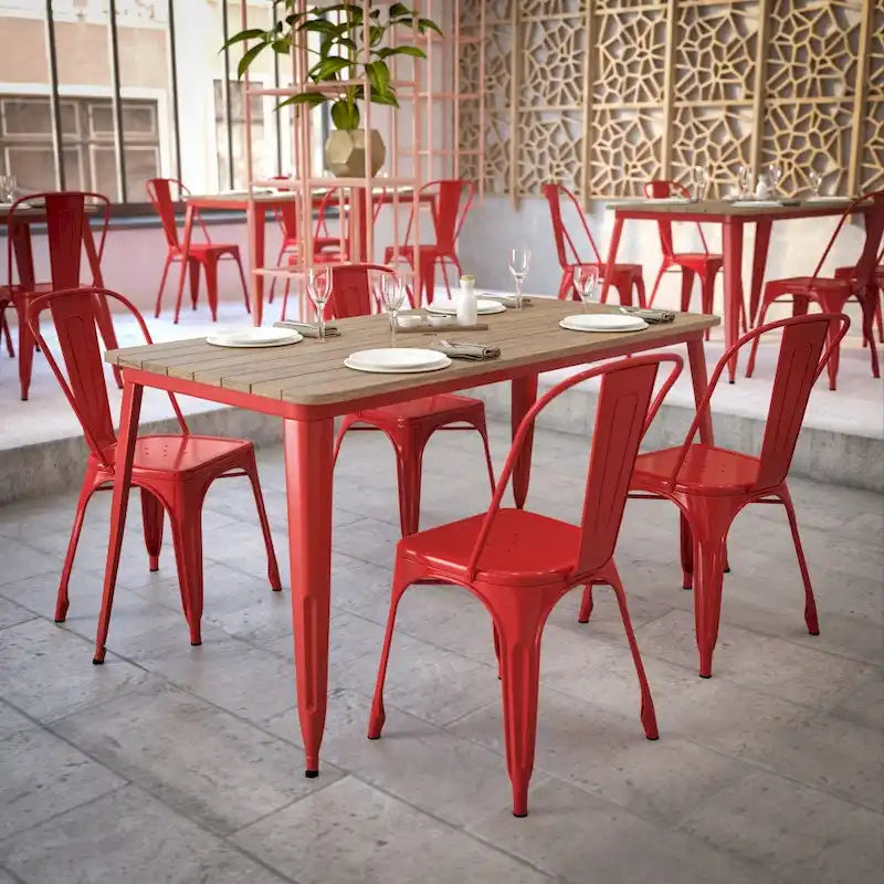 30x60 Kommerzieller Polyharz-Restauranttisch mit Schirmloch – 30B x 60T x 30H