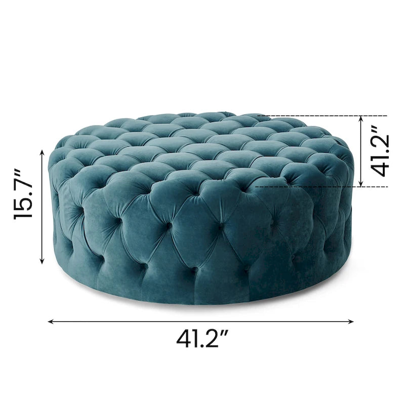 Runder gesteppter Samt-Hocker mit Rollen, 3 Farben