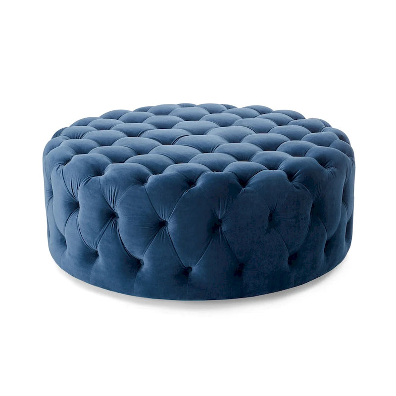 Runder gesteppter Samt-Hocker mit Rollen, 3 Farben