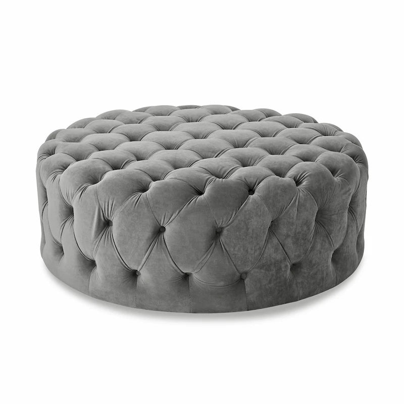Runder gesteppter Samt-Hocker mit Rollen, 3 Farben