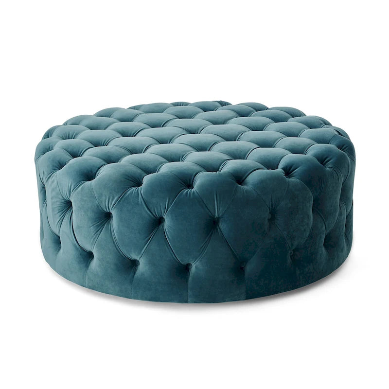 Runder gesteppter Samt-Hocker mit Rollen, 3 Farben