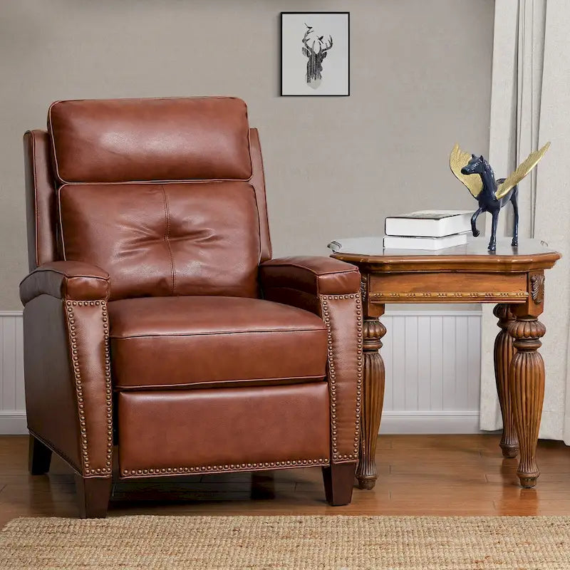 Mid-Century Modern Pushback-Liegesessel mit Nagelbesatz