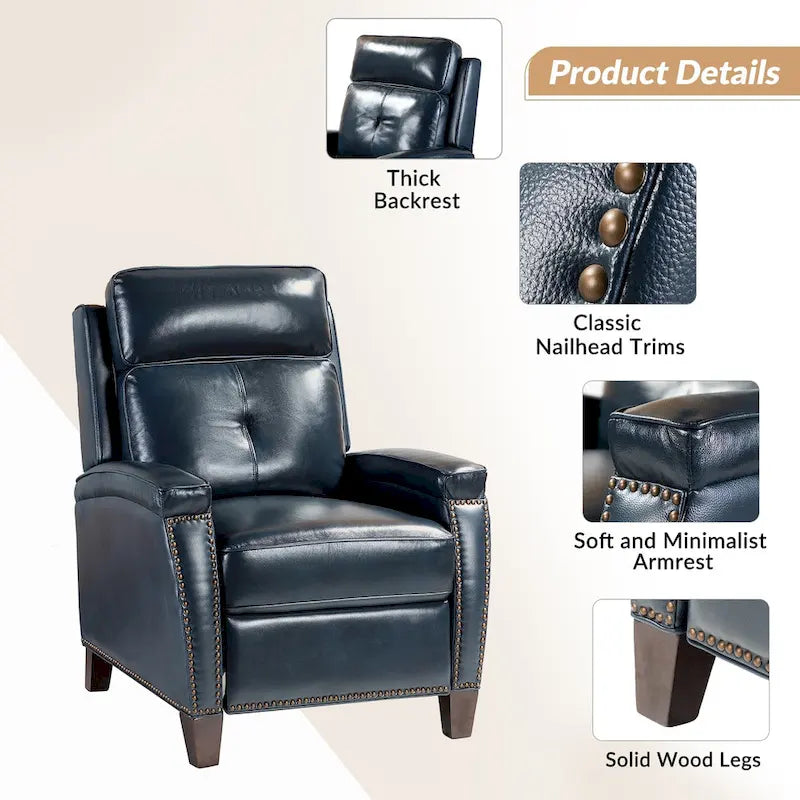 Mid-Century Modern Pushback-Liegesessel mit Nagelbesatz