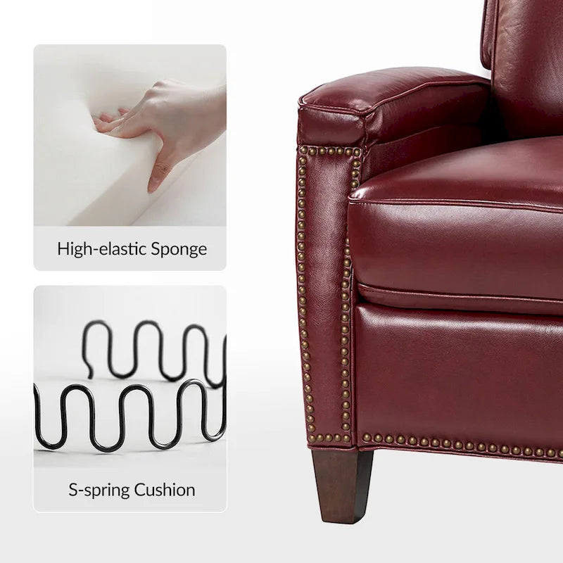 Mid-Century Modern Pushback-Liegesessel mit Nagelbesatz