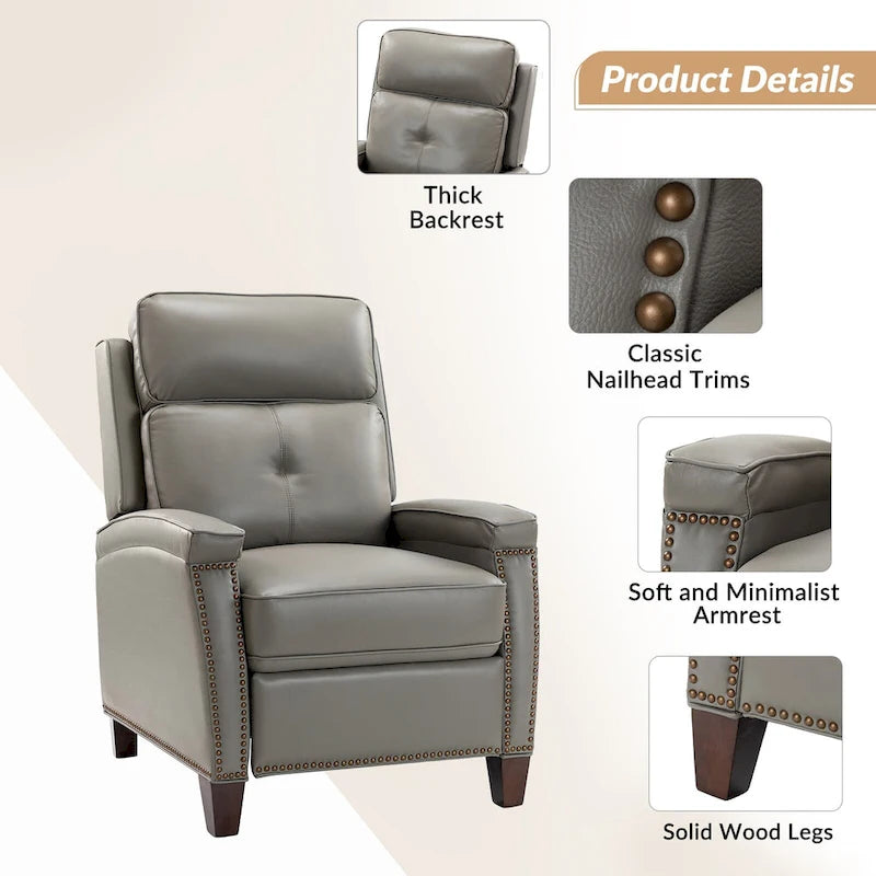 Mid-Century Modern Pushback-Liegesessel mit Nagelbesatz