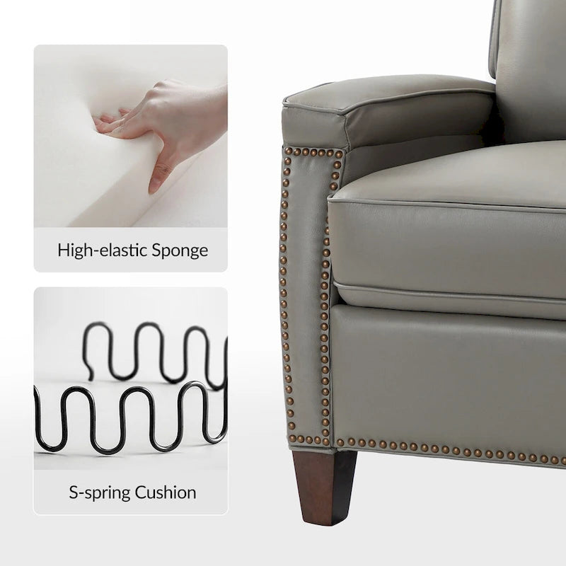 Mid-Century Modern Pushback-Liegesessel mit Nagelbesatz