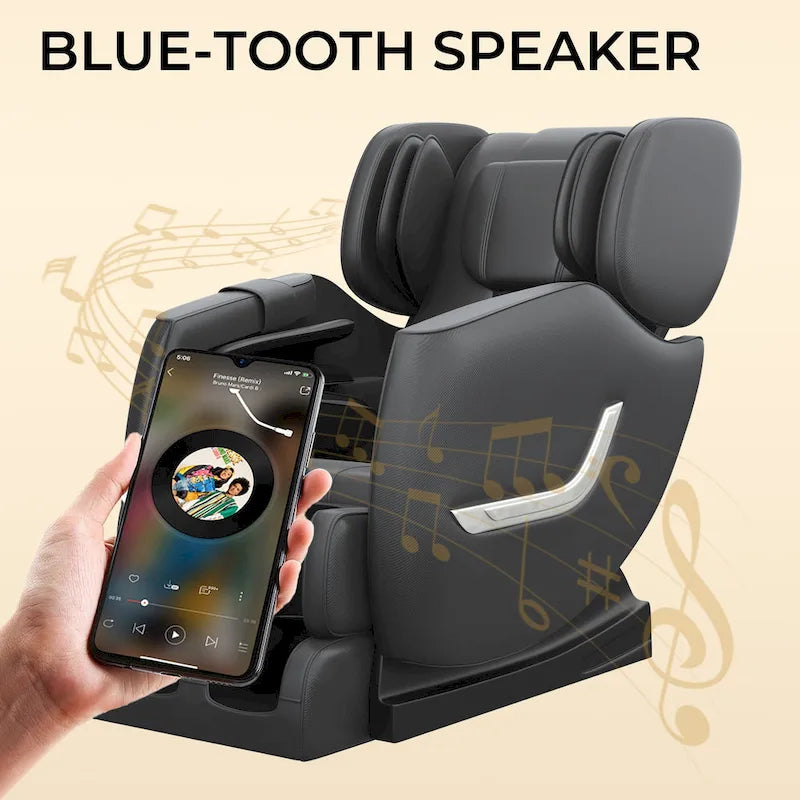 Ganzkörpermassage-Sessel mit Schwerelosigkeitsfunktion, Bluetooth-Lautsprecher und Fußroller