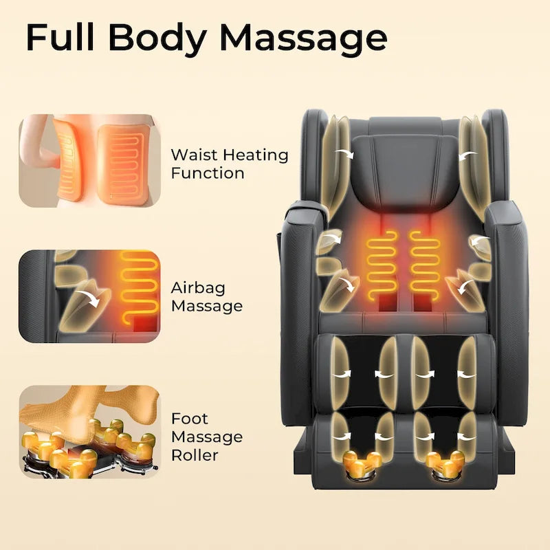 Ganzkörpermassage-Sessel mit Schwerelosigkeitsfunktion, Bluetooth-Lautsprecher und Fußroller