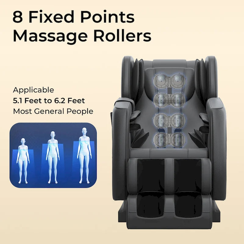 Ganzkörpermassage-Sessel mit Schwerelosigkeitsfunktion, Bluetooth-Lautsprecher und Fußroller